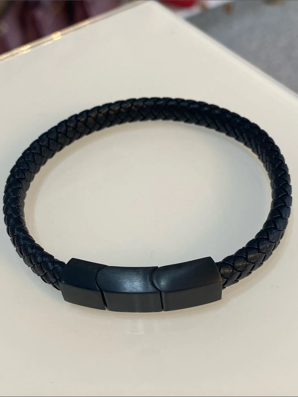 Forge & Foundry Black Braided Leather Bracelet